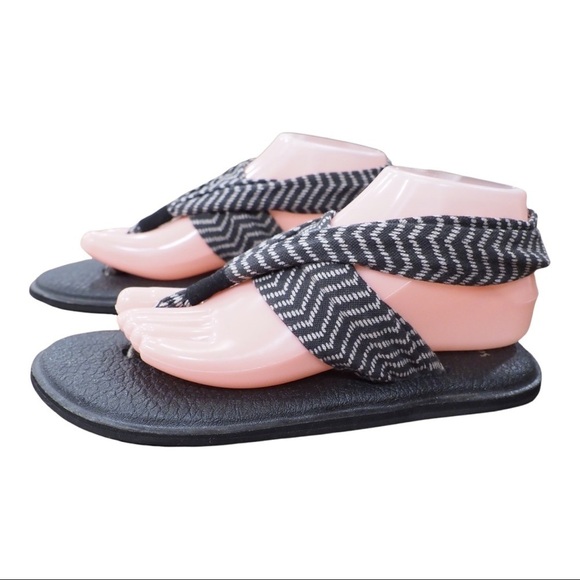 Sanuk sz 8 yoga sling sandal black white chevron - Picture 3 of 8